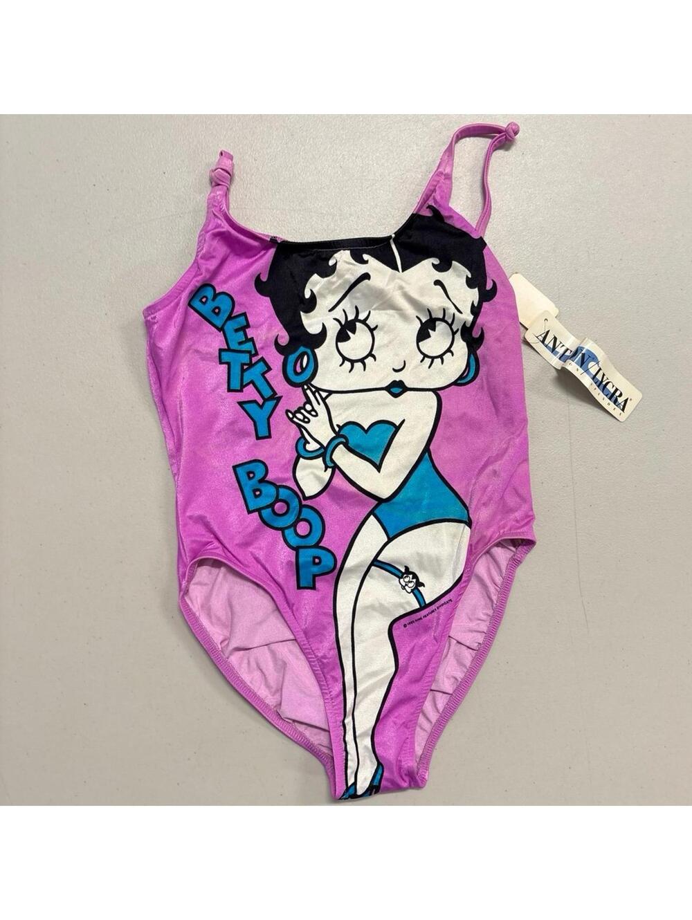 NWT Vintage 80s 1985 90s Betty Boop Pink Bathing Suit Swimsuit Size 13/14